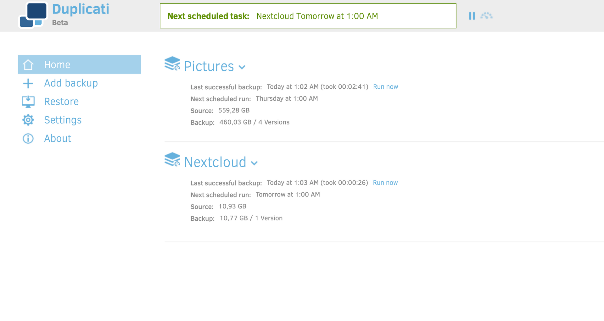 Creating server-side backups with Duplicati